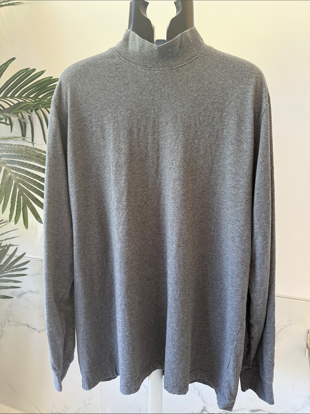 L.L. Bean Men's 100% Cotton Carefree Unshrinkable Long Sleeve Mockneck Shirt LT